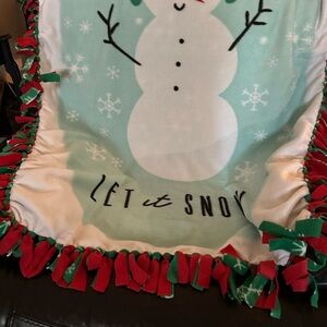 Christmas Snowman No Sew blanket